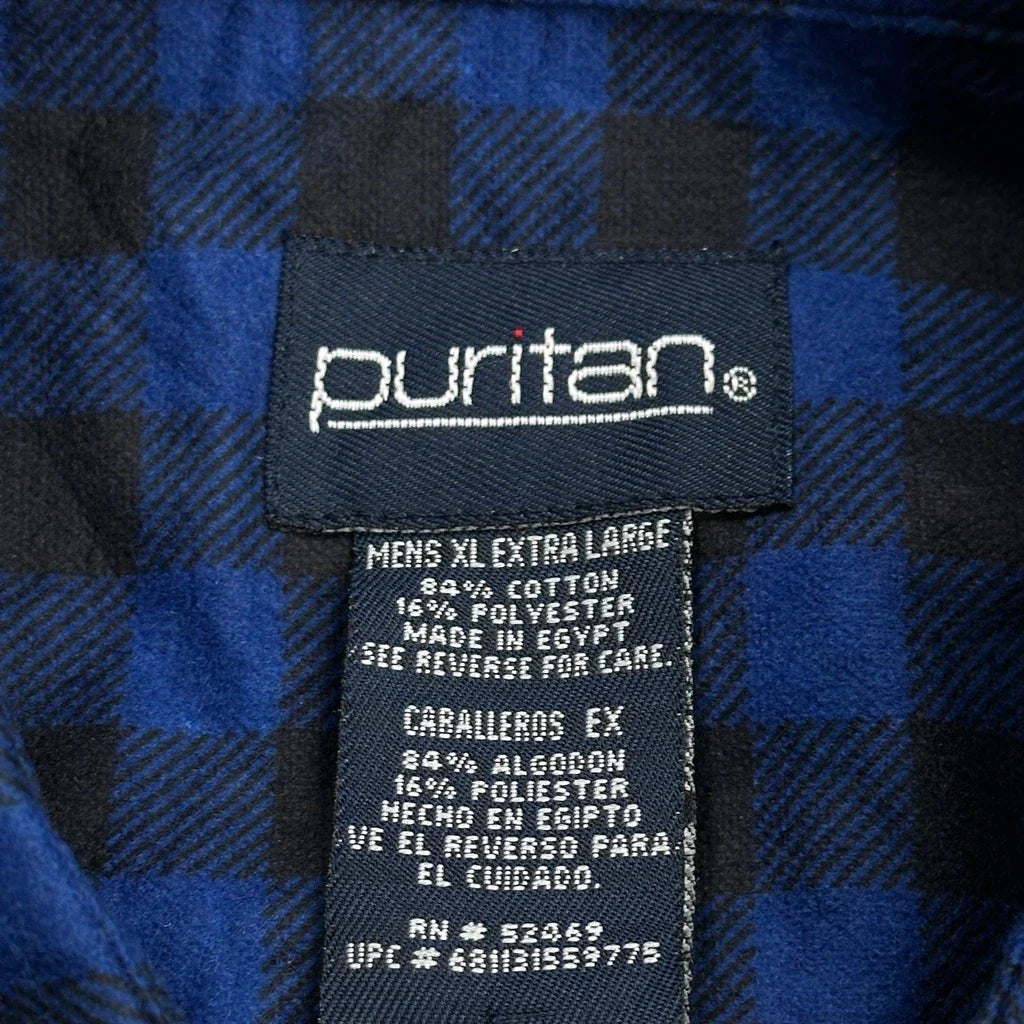 Puritan Checked Flannel Shirt - XL Blue Cotton Blend