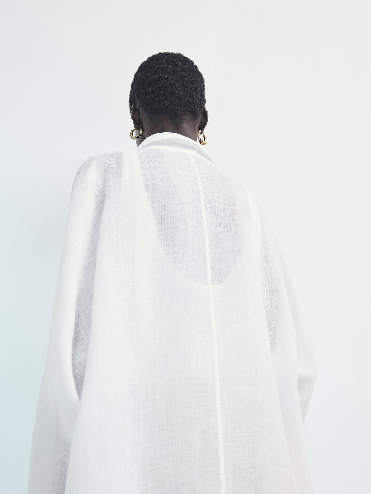 Maxi blusón camisero 100% lino - BLANCO