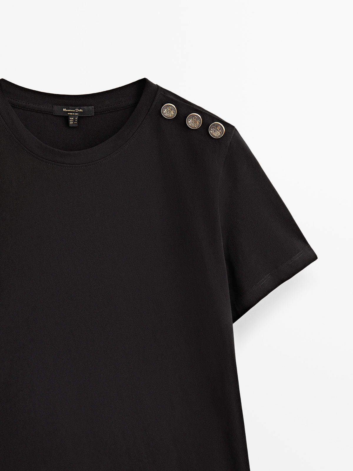 Camiseta algodón detalle botones - NEGRO