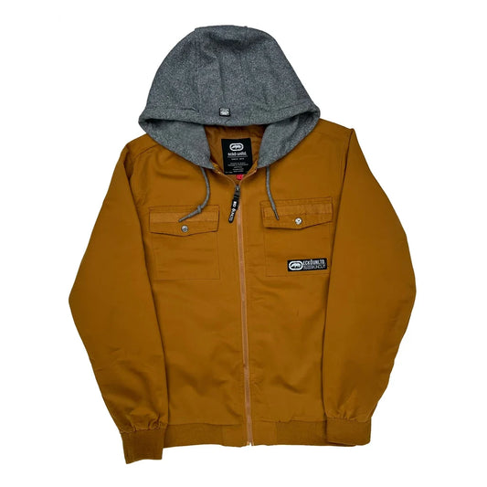 Ecko Unltd Hooded Workwear Shirt Jacket - Large Orange Polyester