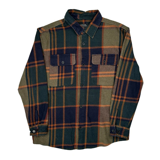 Urban Heritage Checked Flannel Shirt - Large Multicoloured Cotton