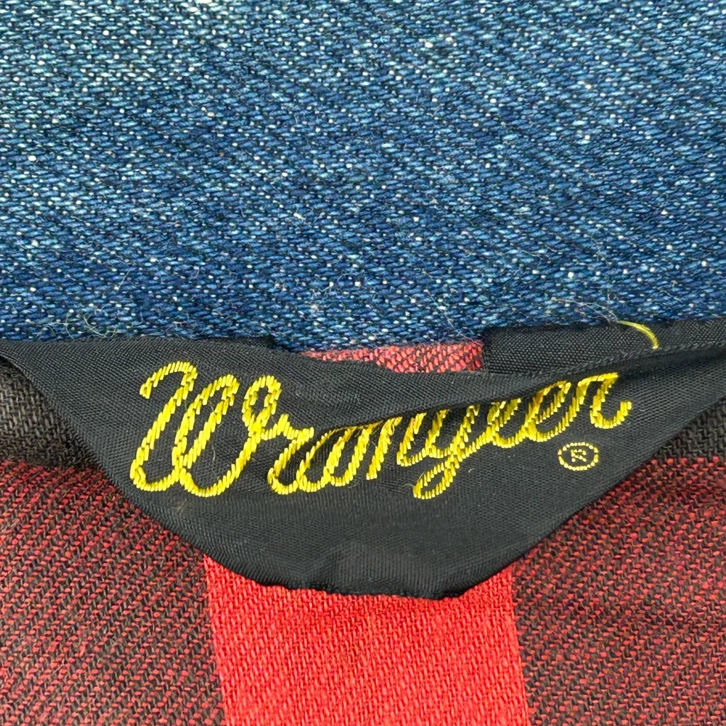 1980s Wrangler Checked Denim Jacket - Large Blue Cotton