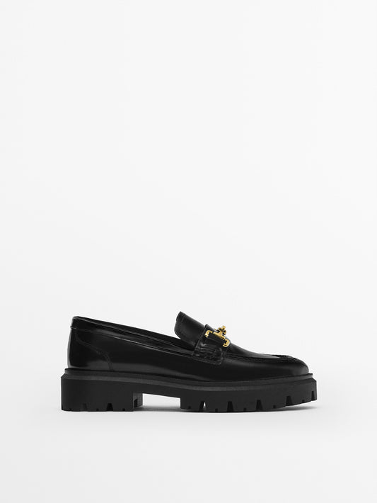 Mocasín piel super track - NEGRO