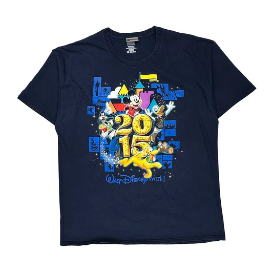 Walt Disney World 2015 Disney Graphic T-Shirt - 2XL Navy Cotton