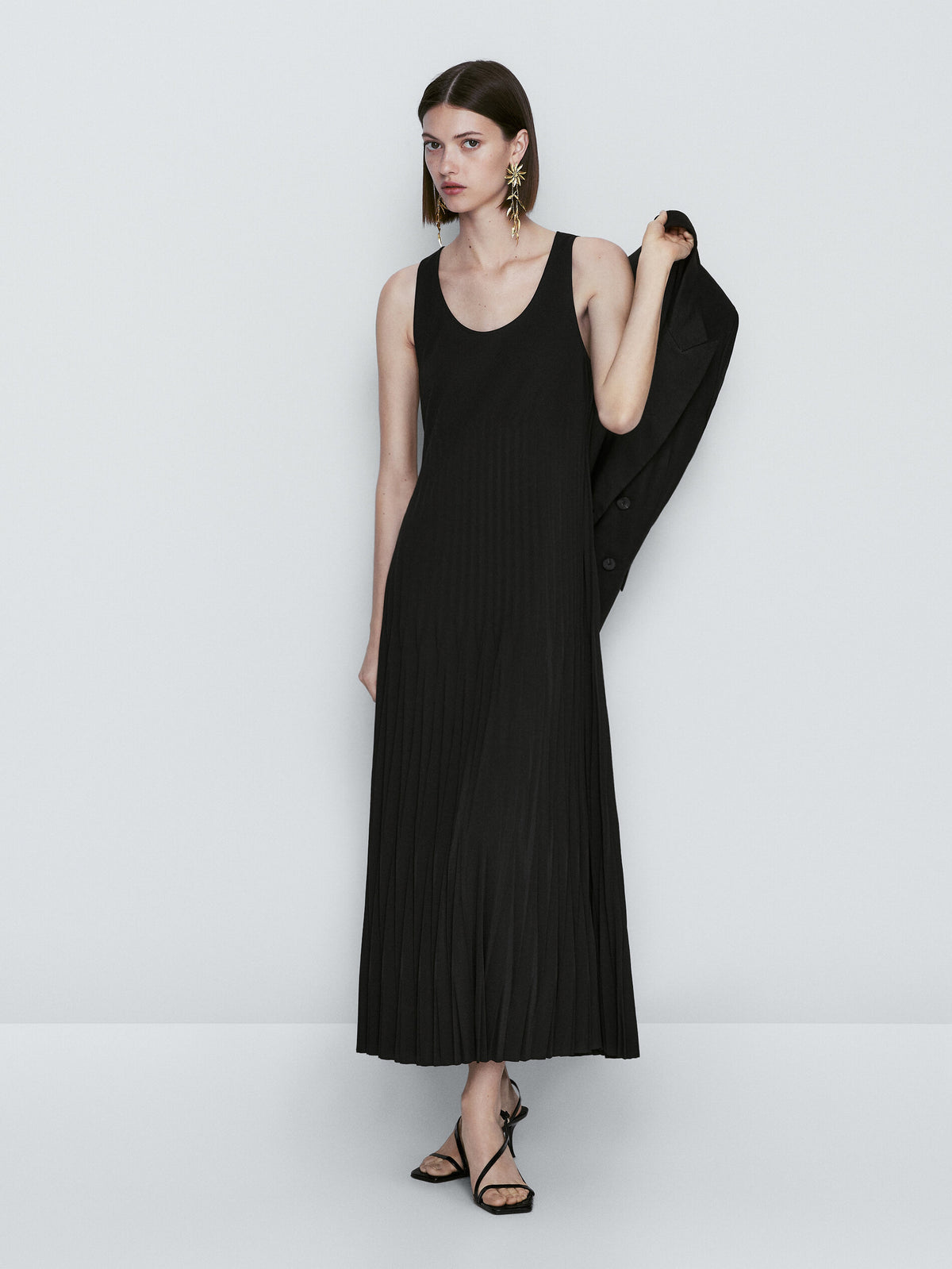 Vestido plisado negro - NEGRO