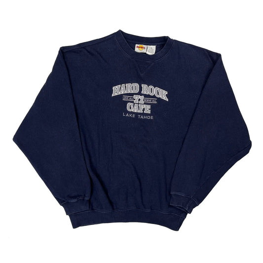 Hard Rock Cafe Graphic Sweatshirt - Medium Navy Cotton