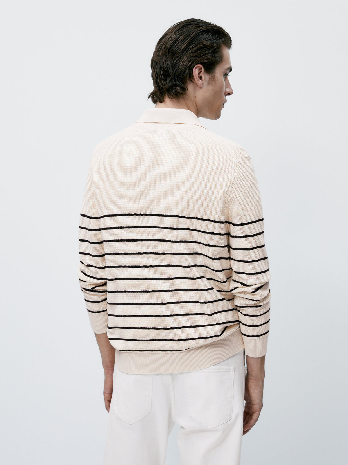 Jersey polo rayas estructura algodón - CRUDO