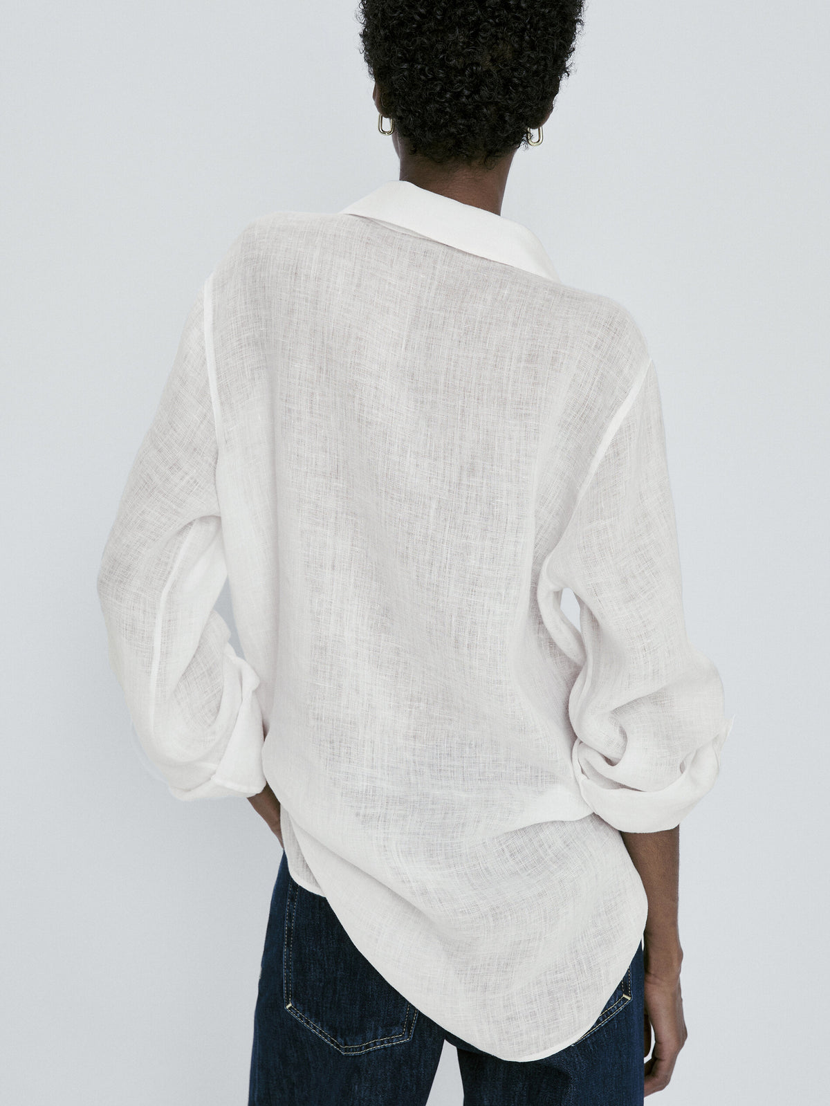 Camisa 100% lino bolsillos - BLANCO