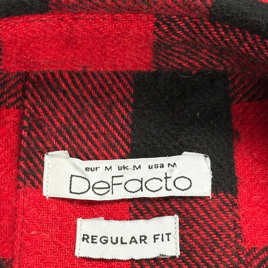 Defacto Checked Flannel Shirt - Medium Red Cotton