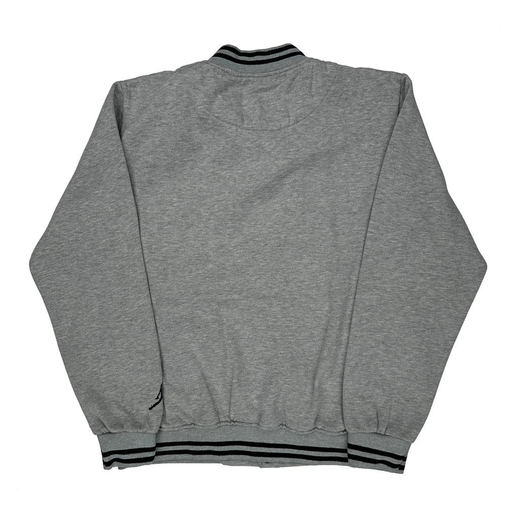 Jordan Spellout Varsity Jacket - XL Gray Cotton Blend