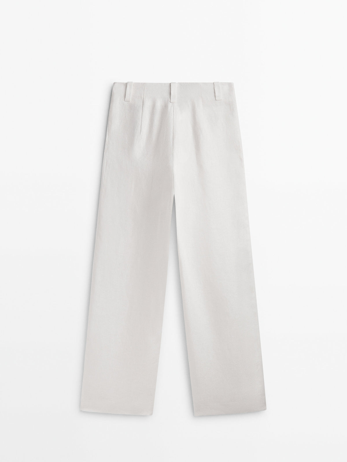 Pantalón pinzas lino jacquard -Studio - BLANCO