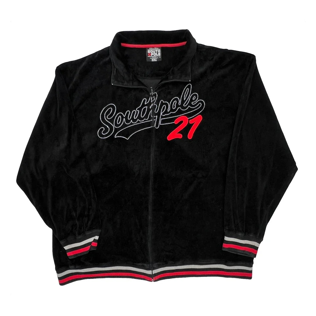 Southpole Velvet Zip Up - 2XL Black Polyester