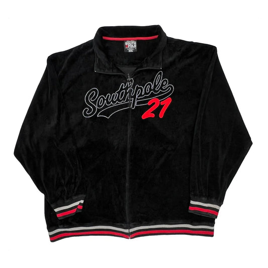 Southpole Velvet Zip Up - 2XL Black Polyester