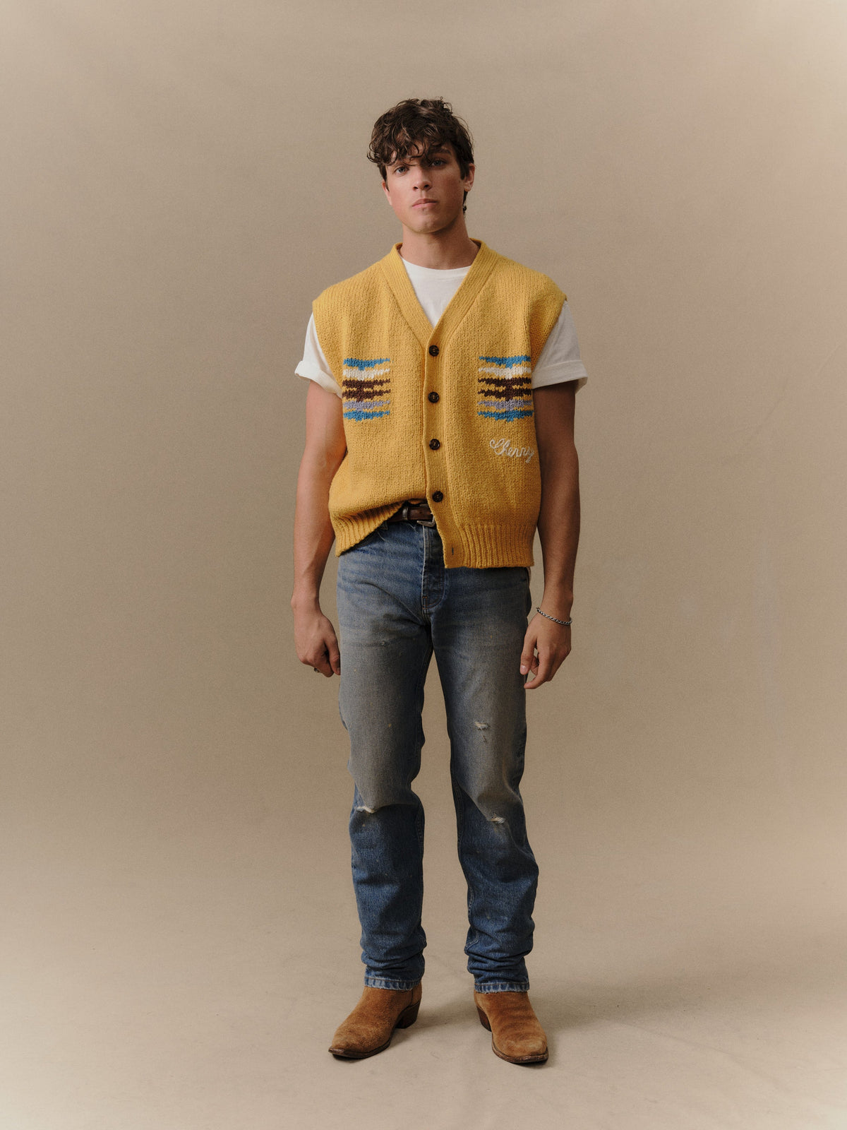 Frontier Knit Vest (Sun Yellow)