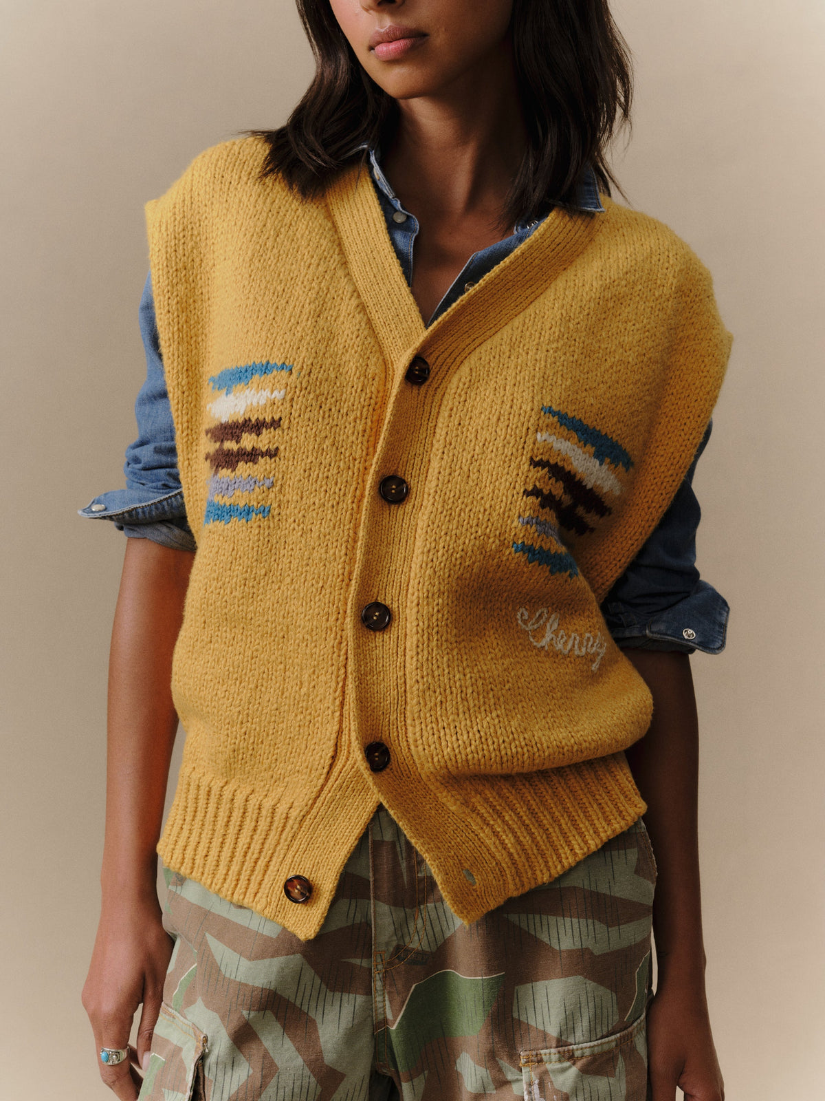 Frontier Knit Vest (Sun Yellow)