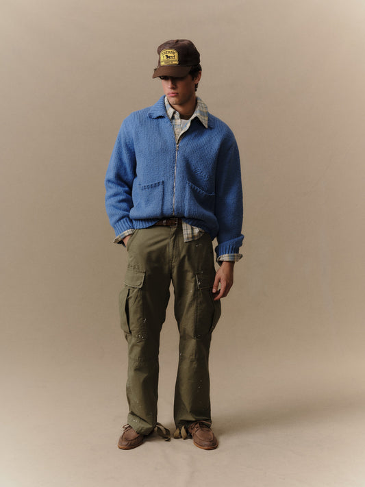 5 Star Knit Zip Jacket (Steel Blue)
