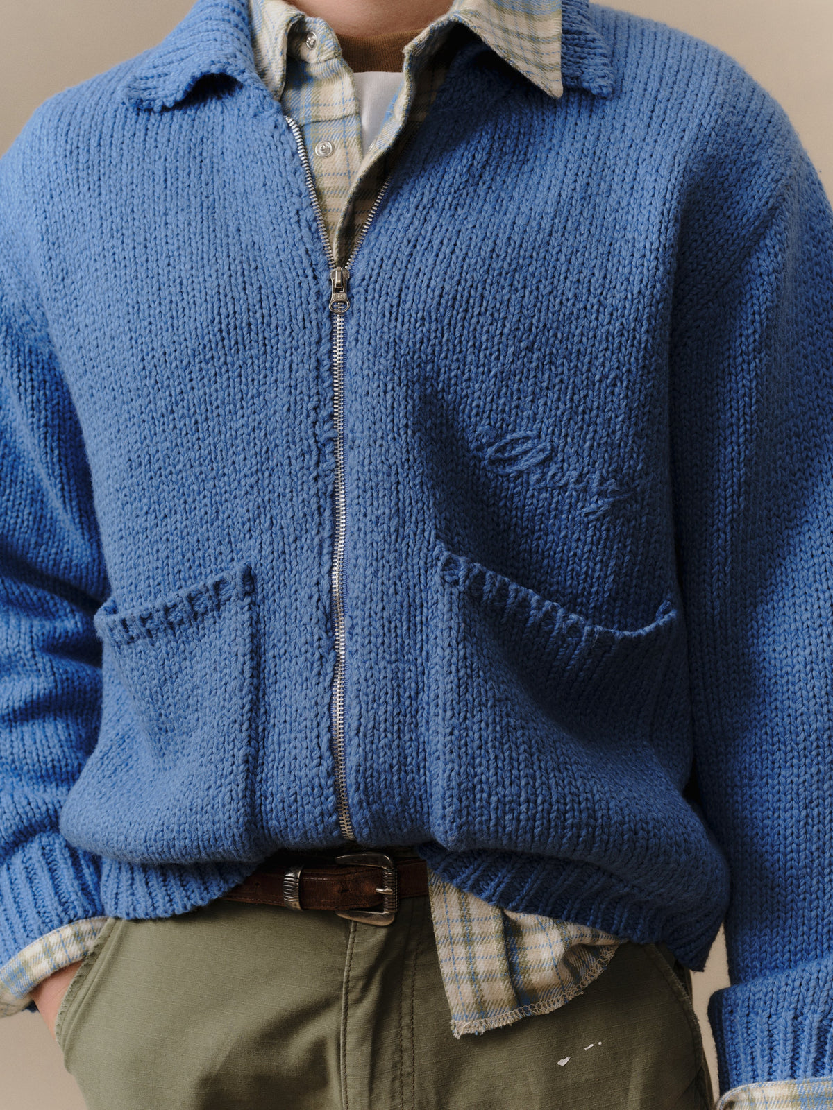 5 Star Knit Zip Jacket (Steel Blue)