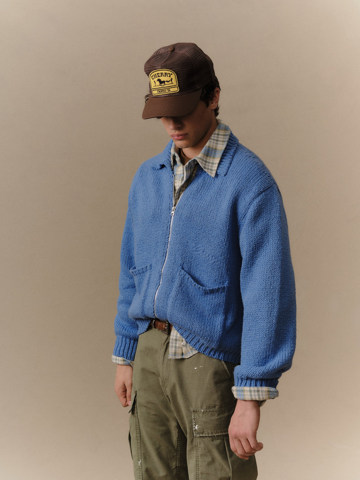 5 Star Knit Zip Jacket (Steel Blue)