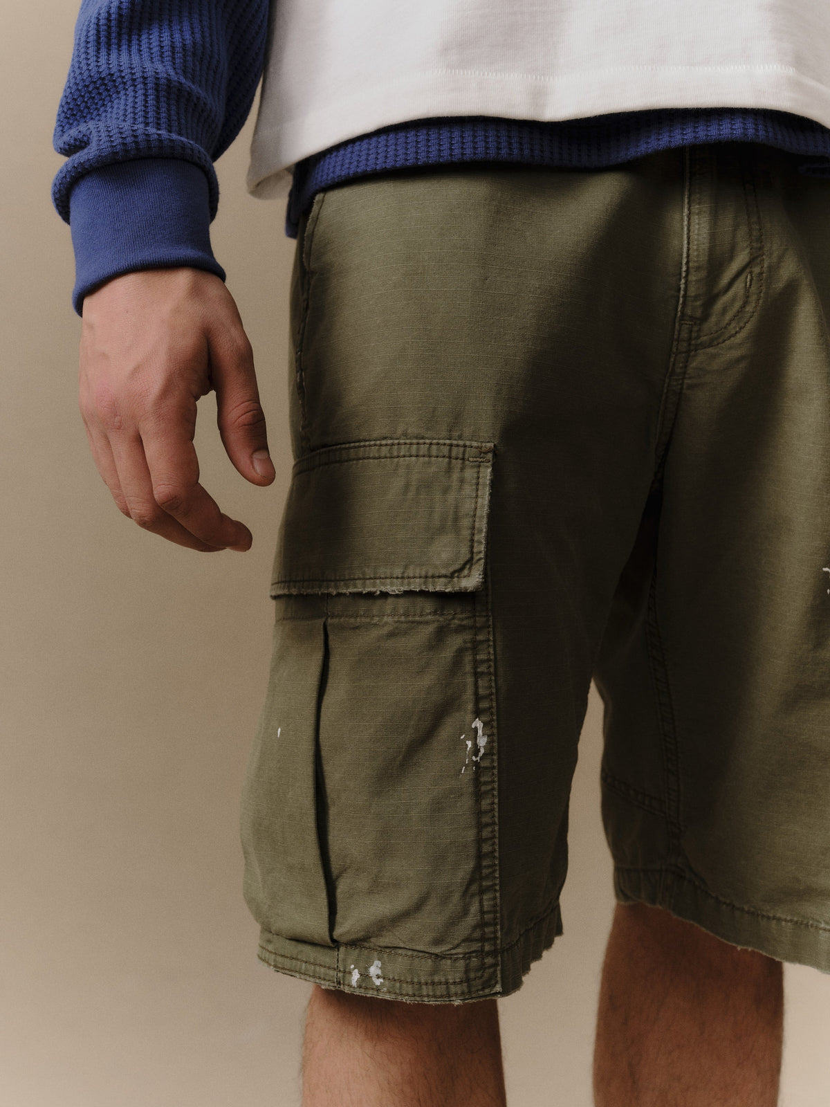Wide Leg Cargo Shorts (Army Green)