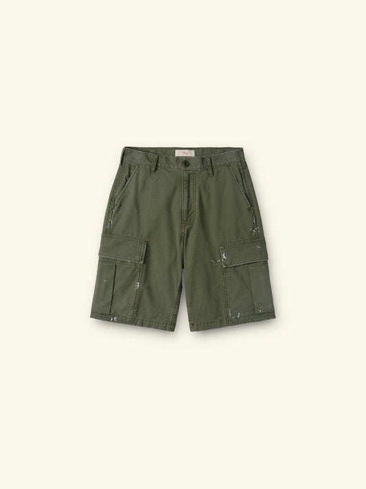 Wide Leg Cargo Shorts (Army Green)
