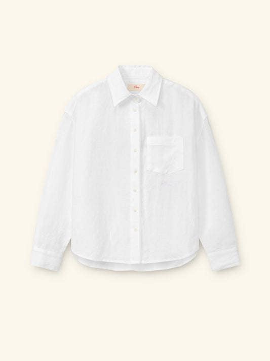 Women's Boxy Linen Button Up (White)