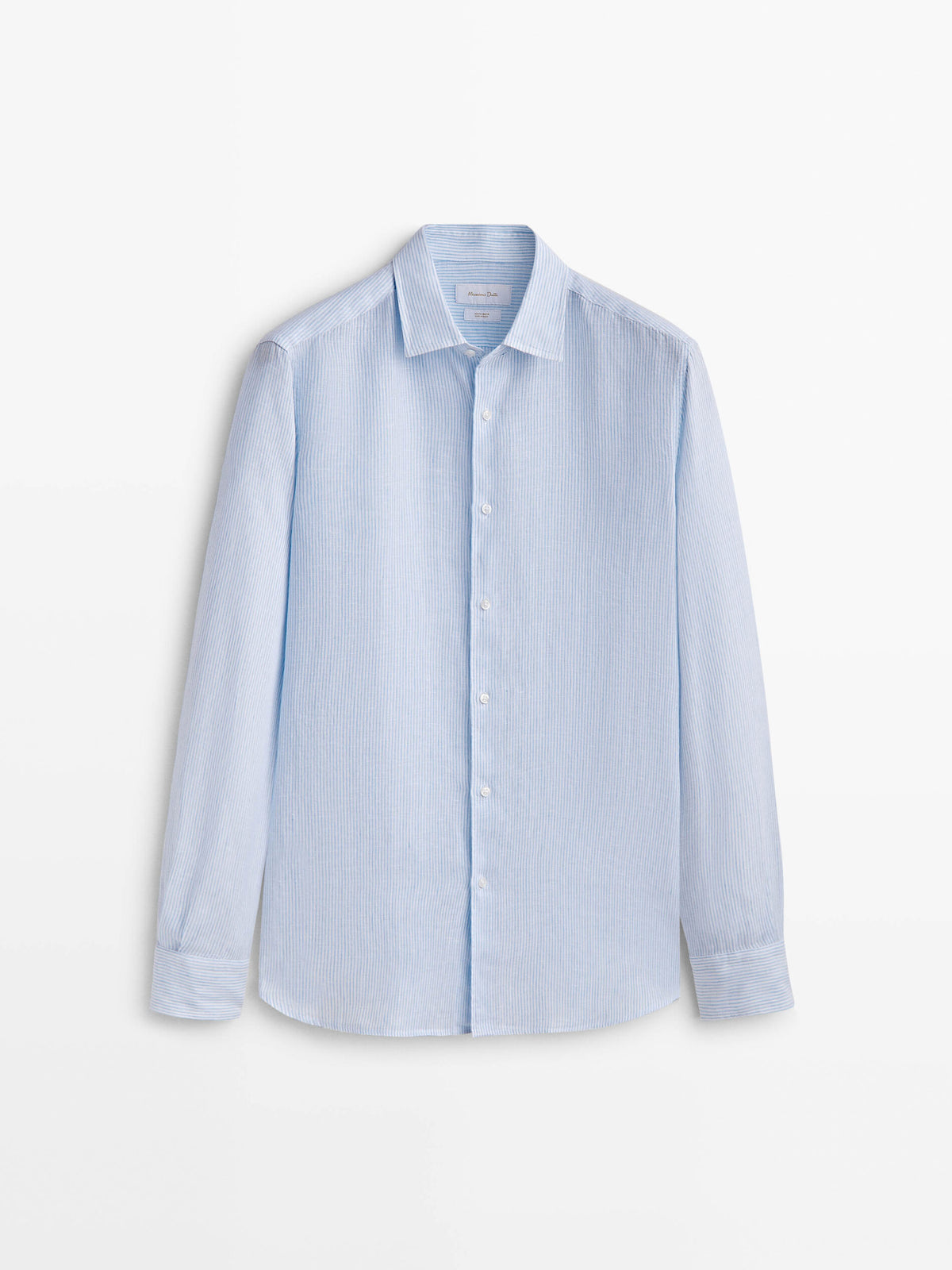 Camisa micro rayas lino slim fit - CELESTE