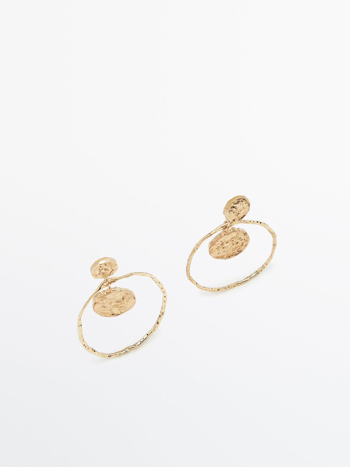 Pendientes moneda colgante baño oro - DORADO