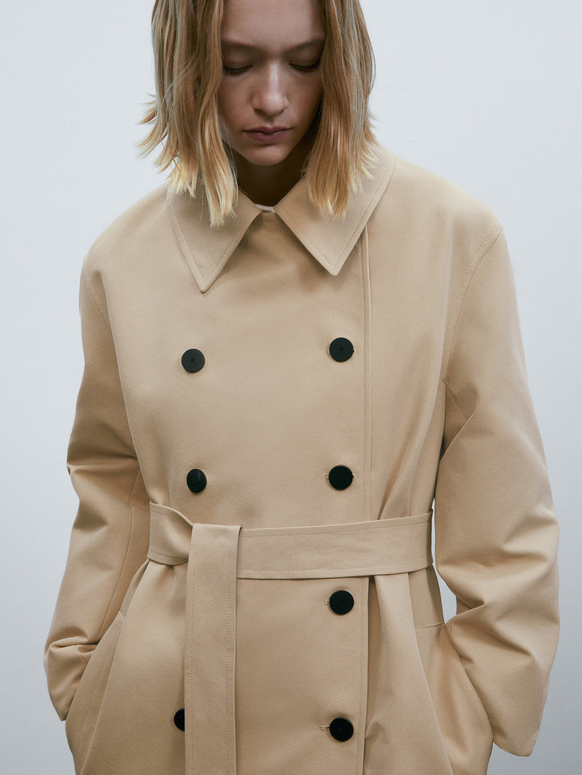 Chaqueta trench cinturón - CAMEL