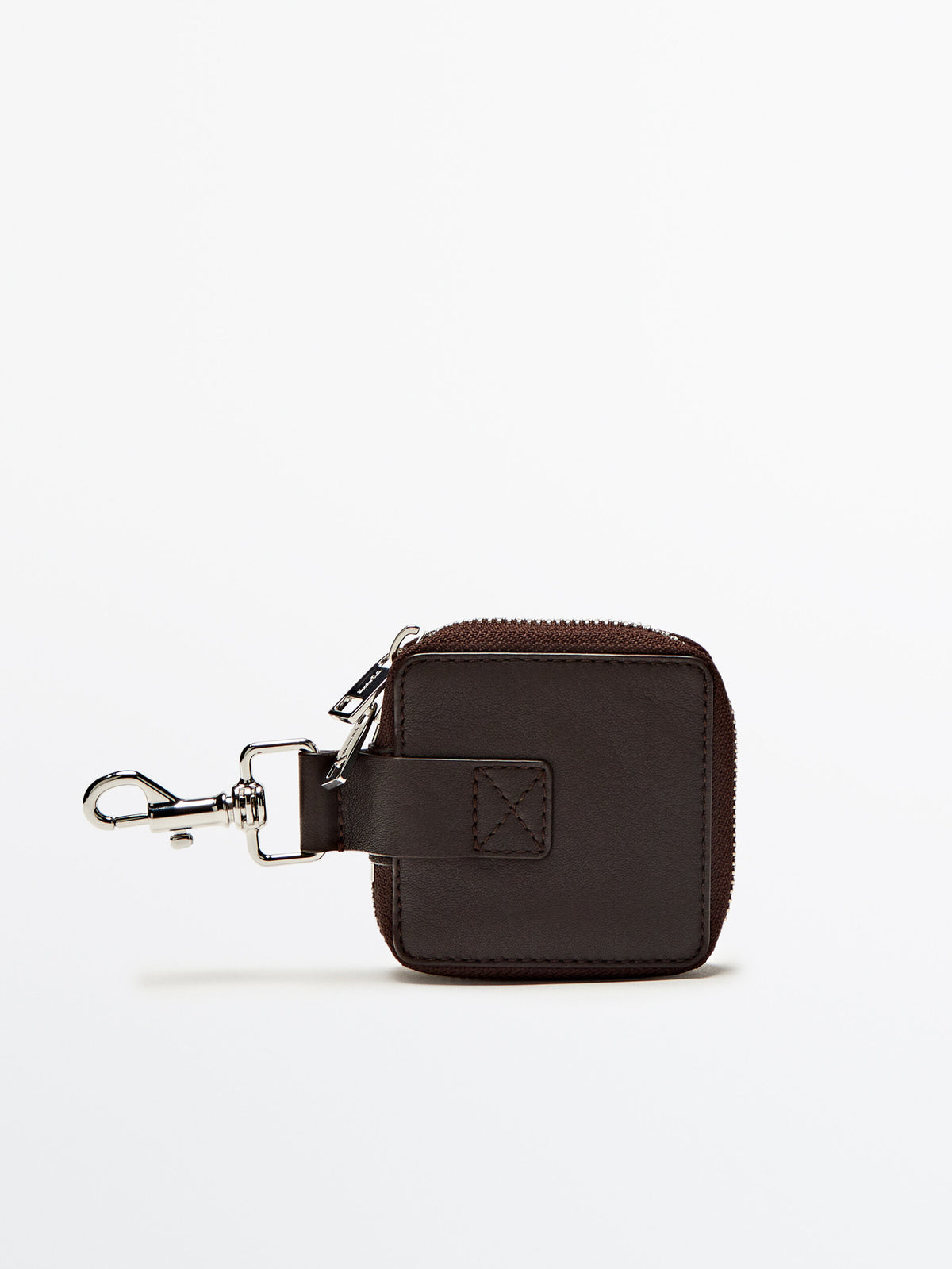 Cartera cremallera piel cuadrada - MARRÓN