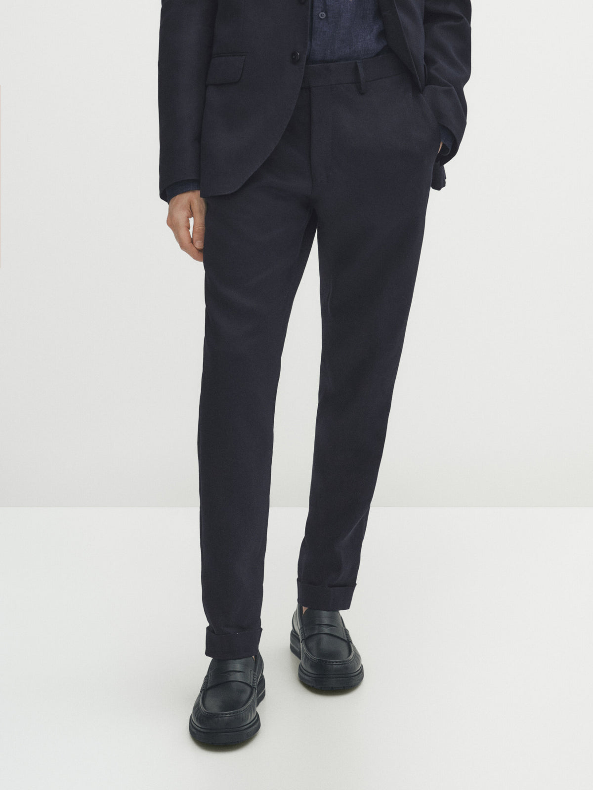 Pantalón traje azul marino 100% lino - AZUL MARINO