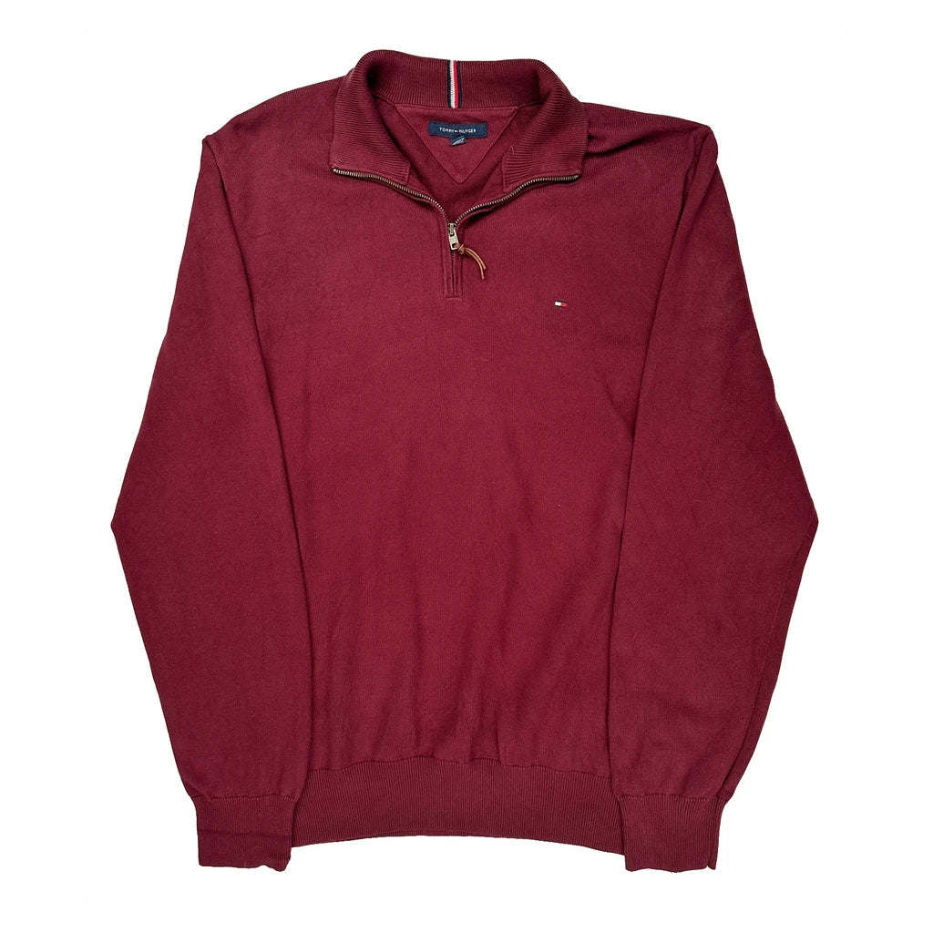 Tommy Hilfiger 1/4 Zip - XL Burgundy Cotton
