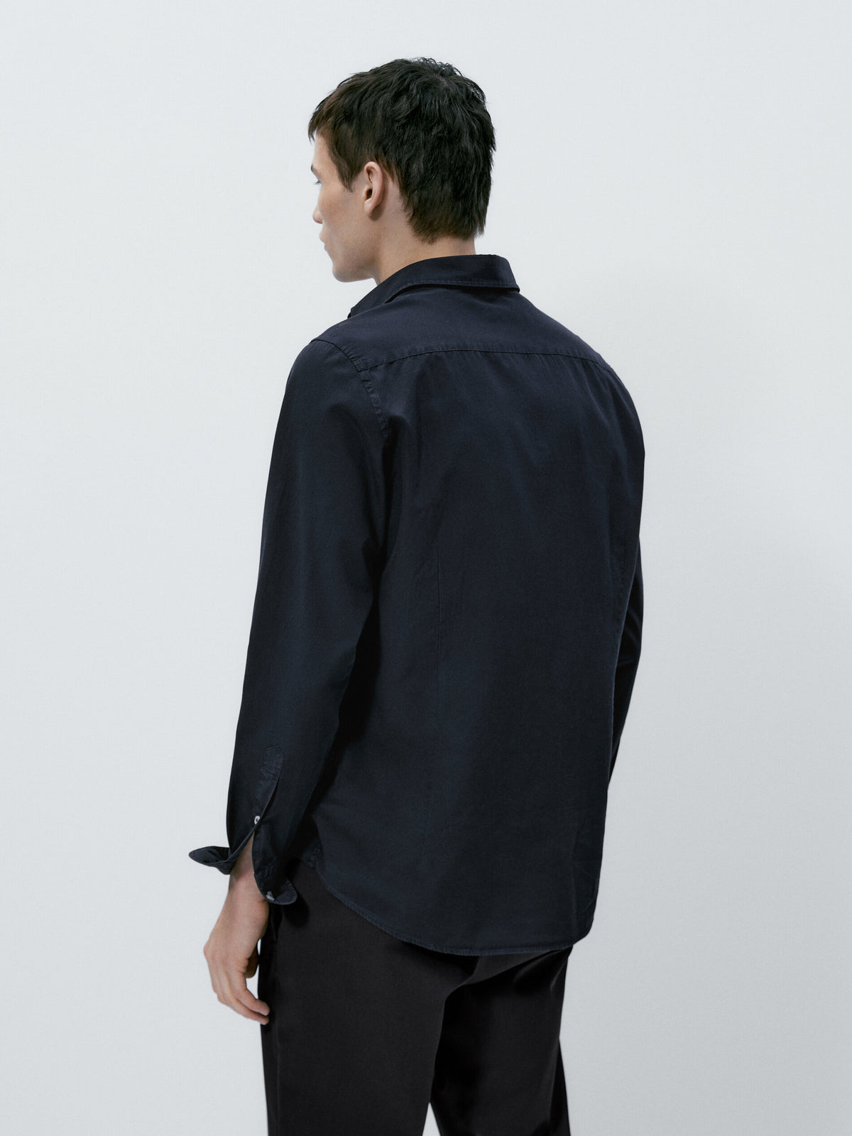 Camisa popelín algodón slim fit - AZUL MARINO