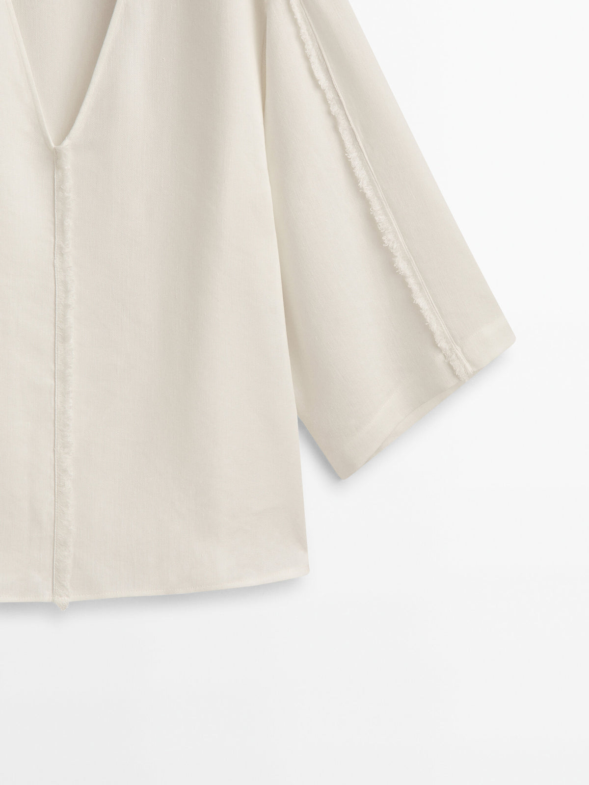 Blusa kimono detalle desflecado - CRUDO