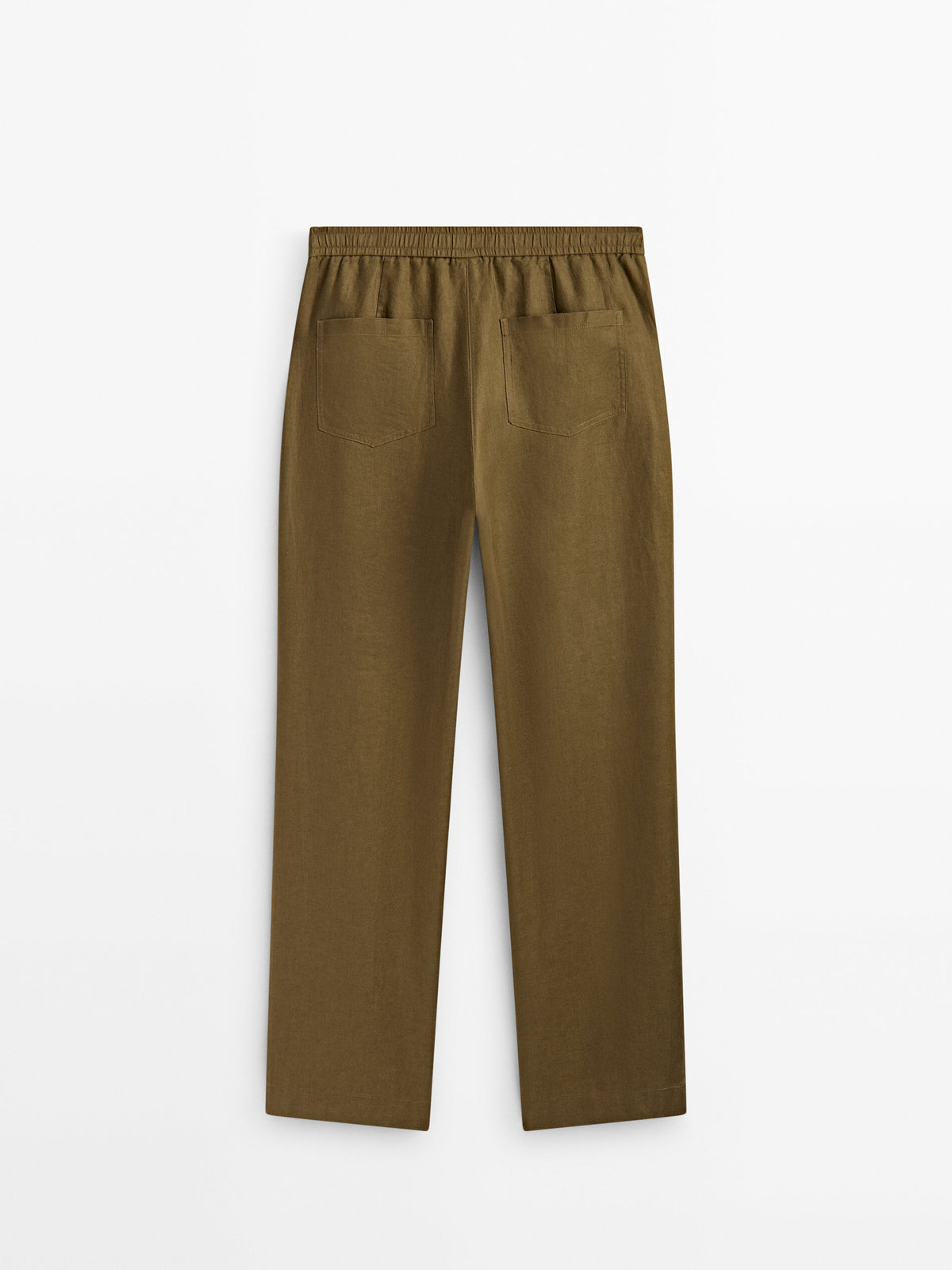 Pantalón lino pinzas jogging fit - KAKI