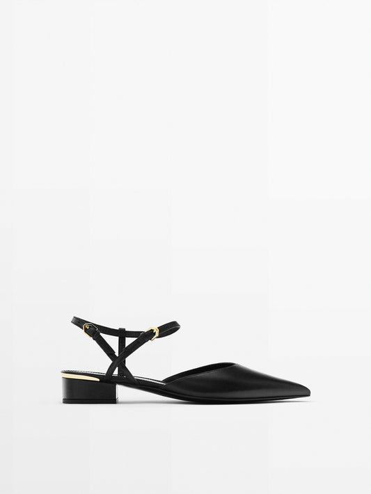 Zapato tacón piel destalonado - NEGRO