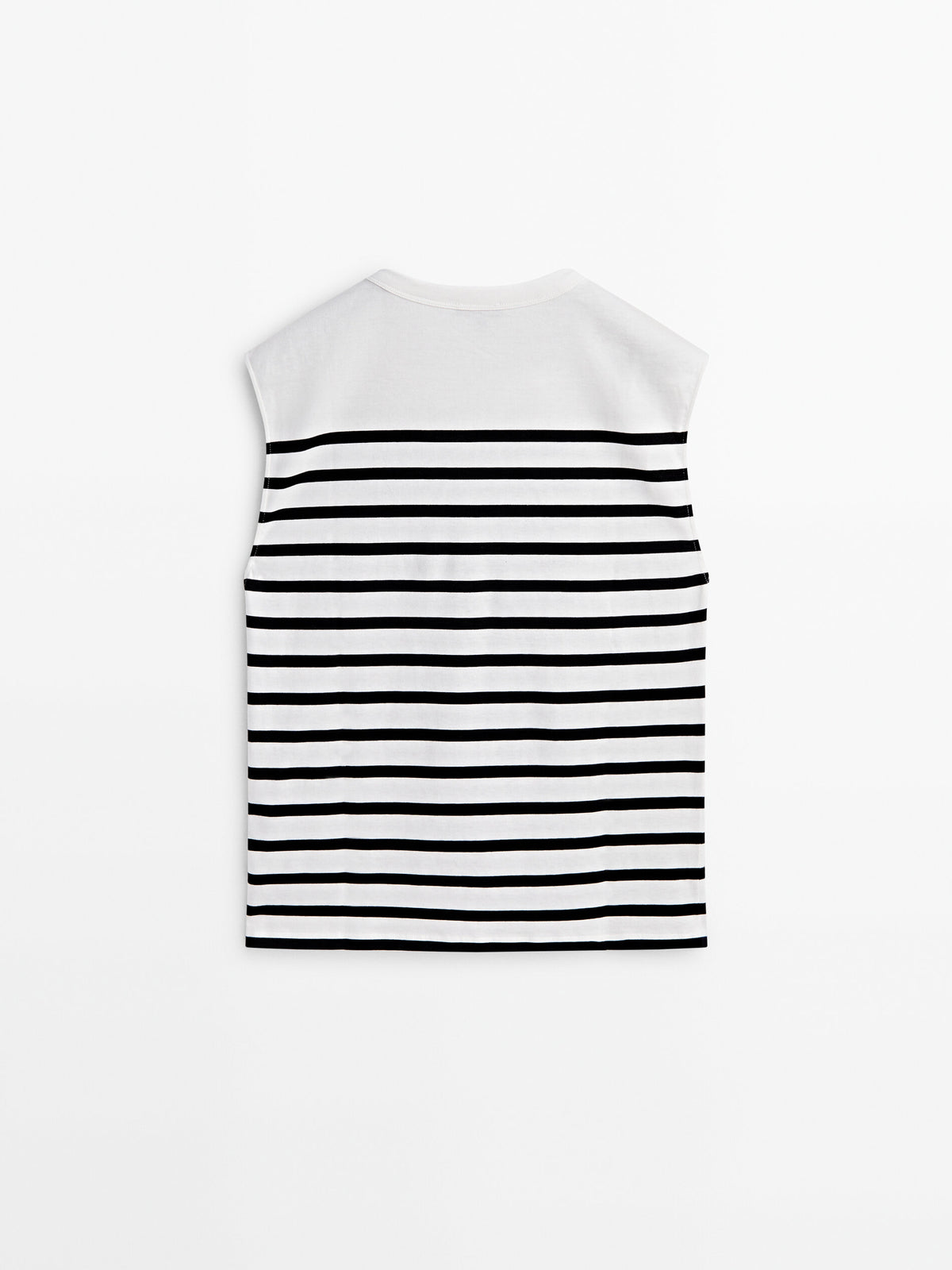 Camiseta rayas algodón botones sin mangas - CRUDO