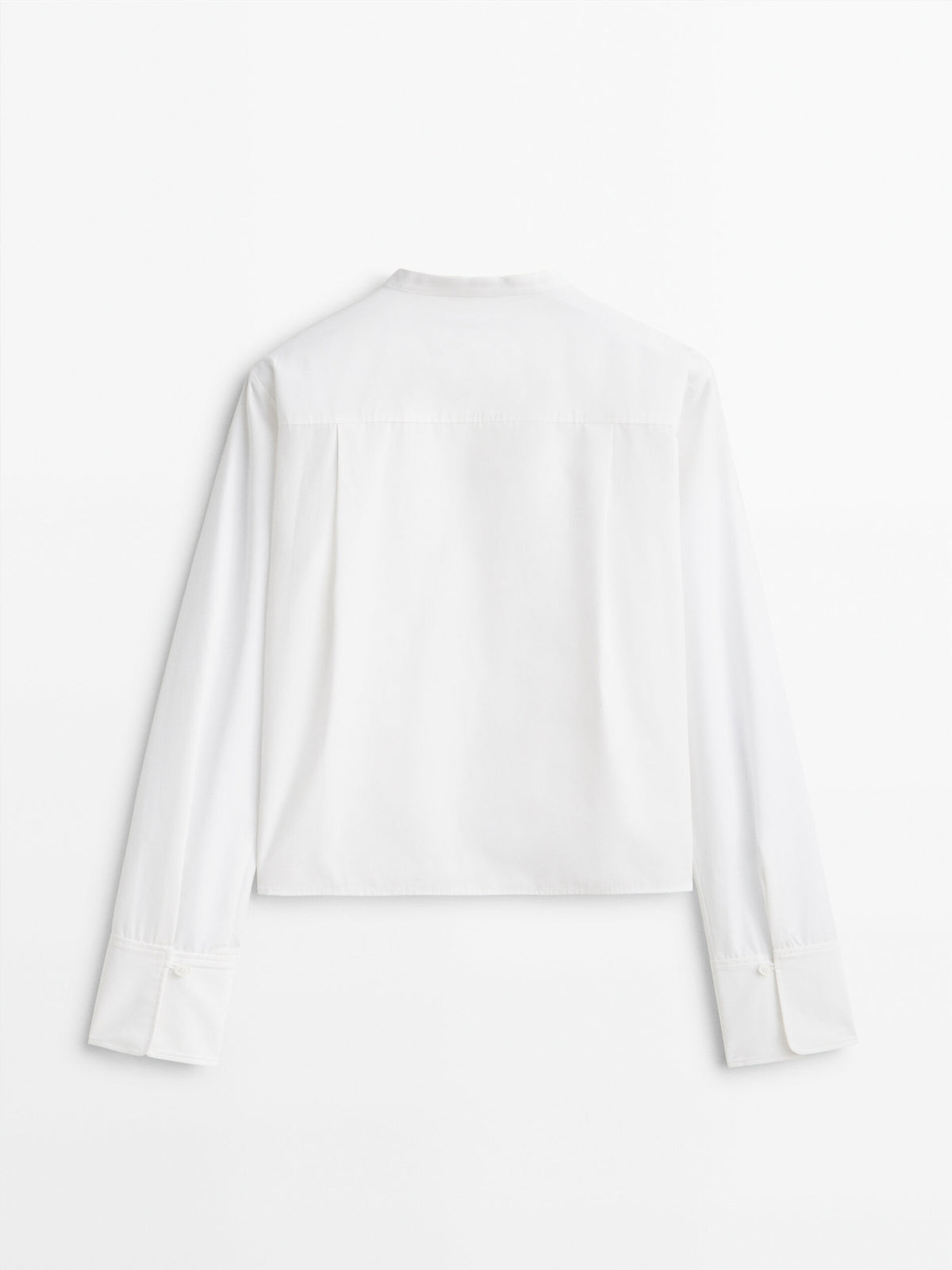 Camisa popelín cuello mao pechera - BLANCO