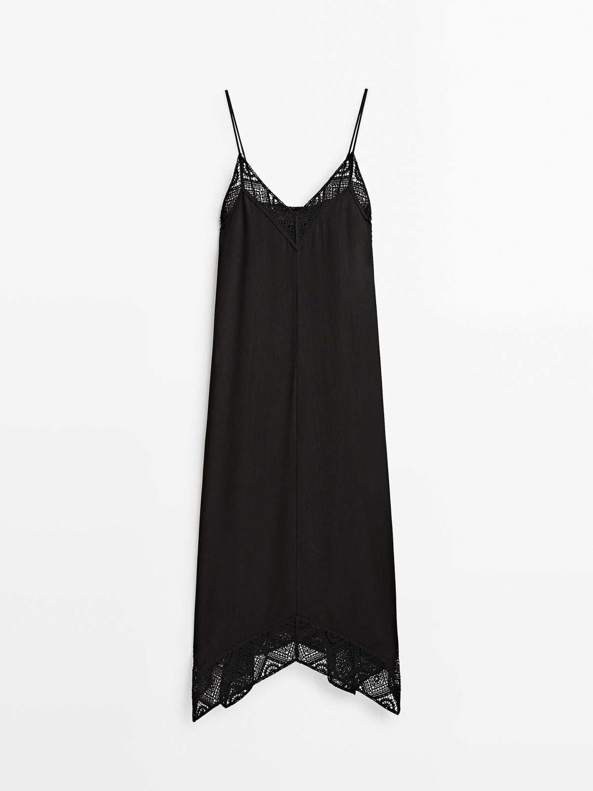 Vestido lencero detalle crochet - NEGRO