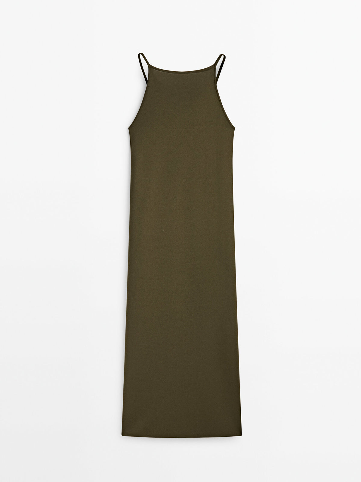Vestido punto tirantes escote cuadrado - KAKI OSCURO