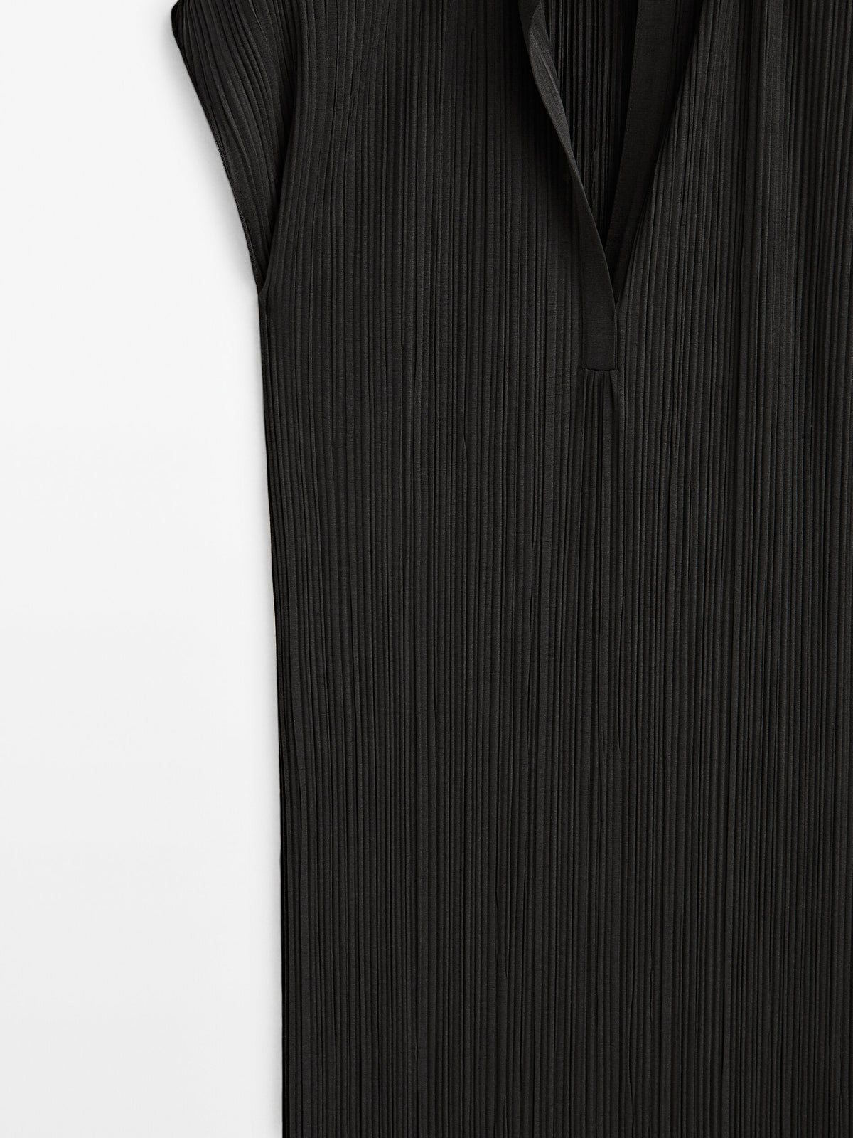 Vestido polo plisado - NEGRO