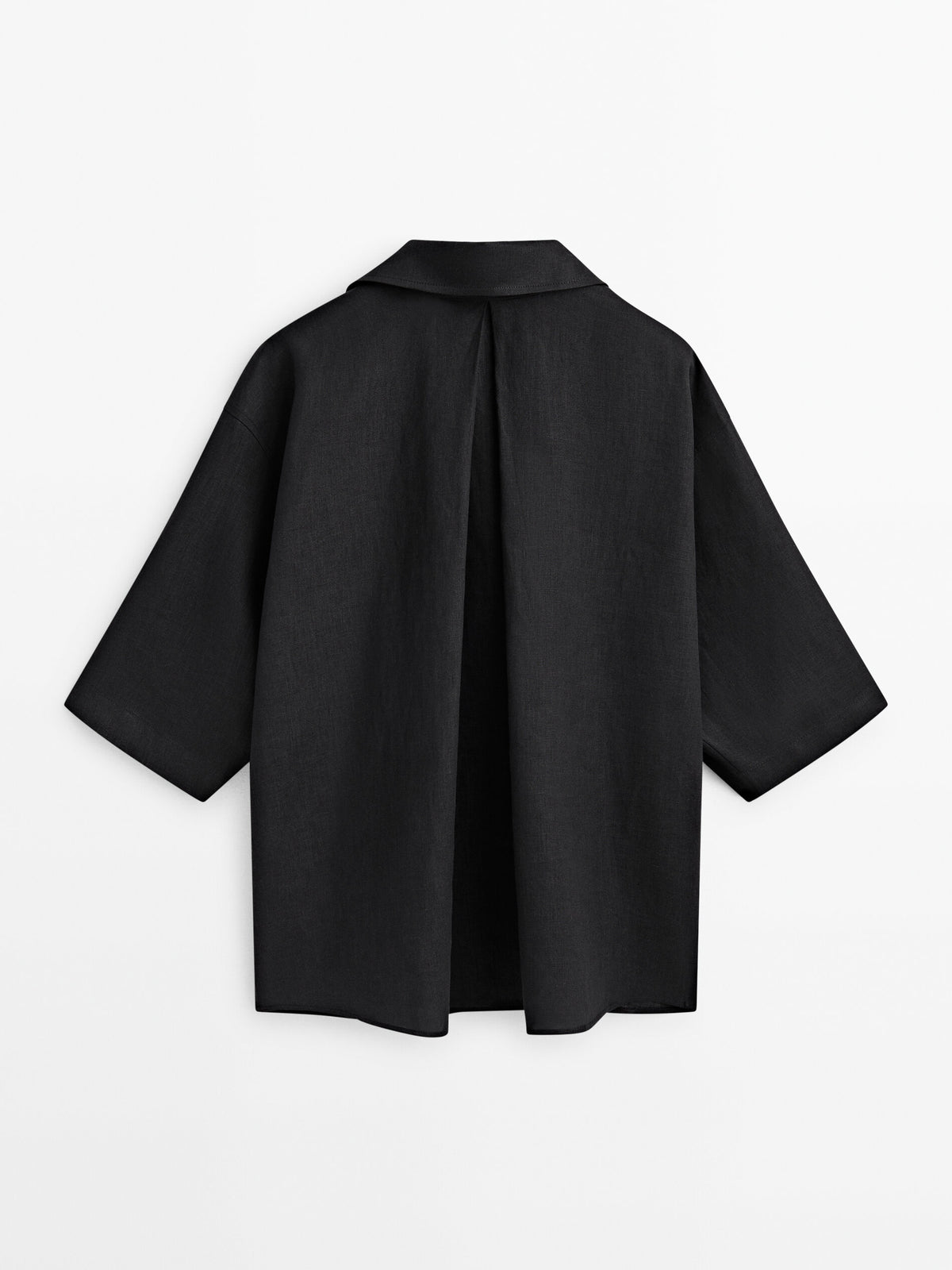 Sobrecamisa lino pliegue espalda - NEGRO