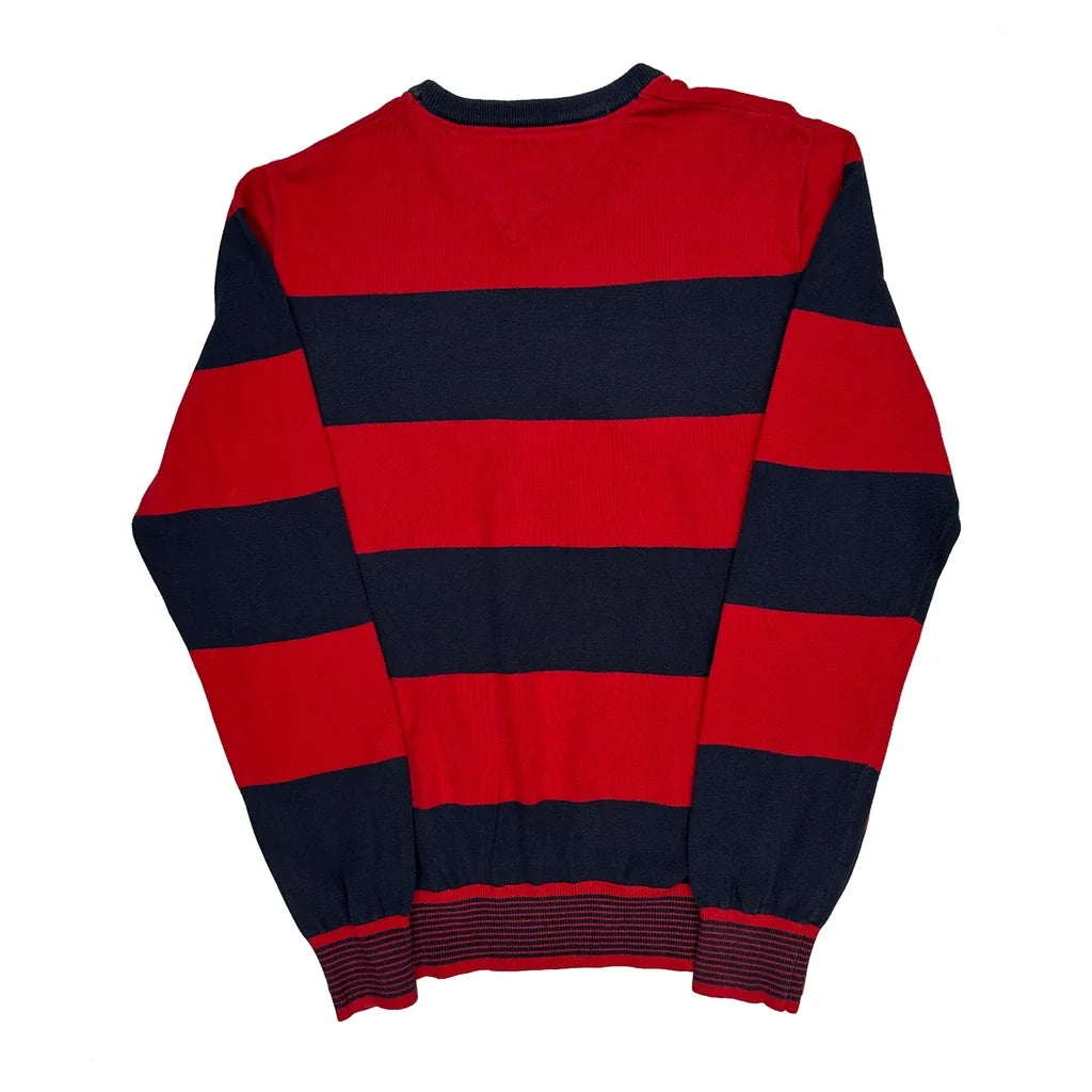 Tommy Hilfiger Striped Sweater - Medium Navy Cotton