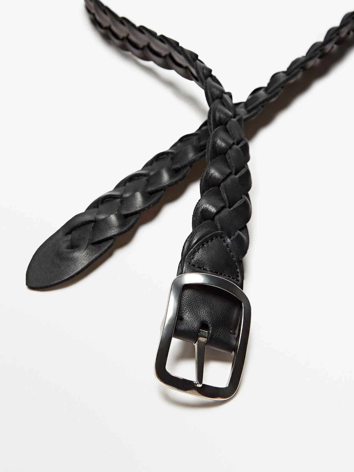 Cinturón trenzado piel reversible - NEGRO
