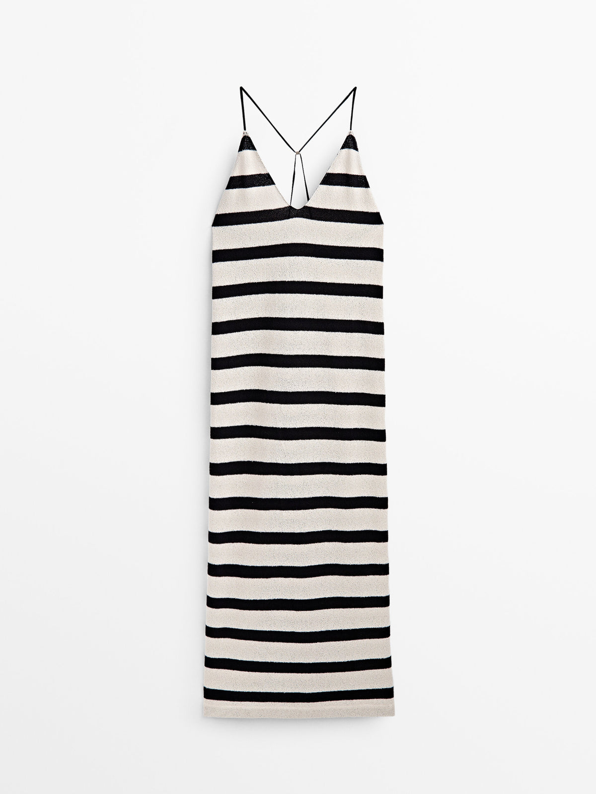 Vestido rayas mezcla algodón tirantes - CRUDO
