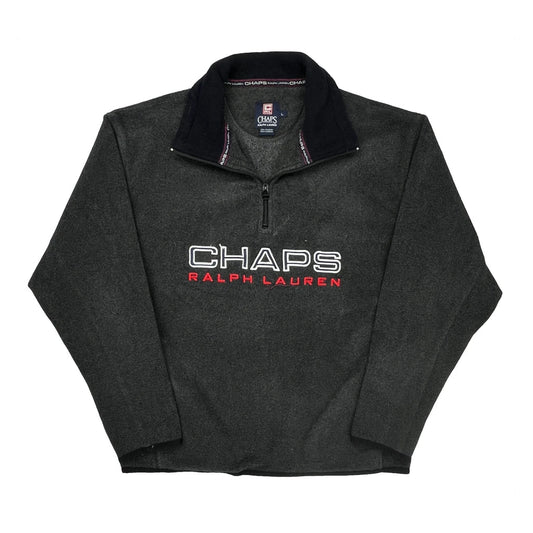Chaps Ralph Lauren Spellout 1/4 Zip - Large Gray Polyester