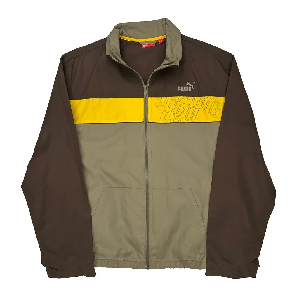 Puma Spellout Track Jacket - Large Brown Polyester