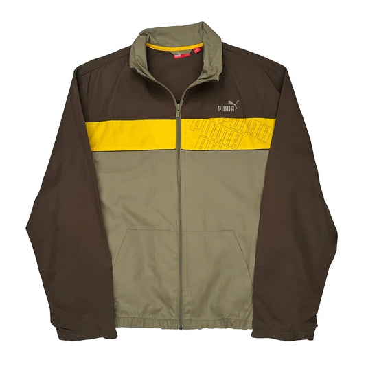 Puma Spellout Track Jacket - Large Brown Polyester