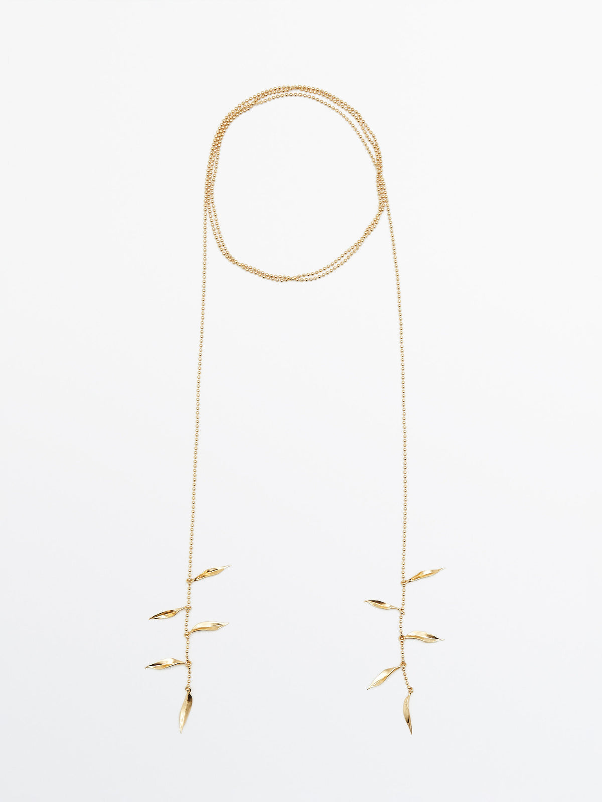 Collar largo doble con ramas baño oro - DORADO