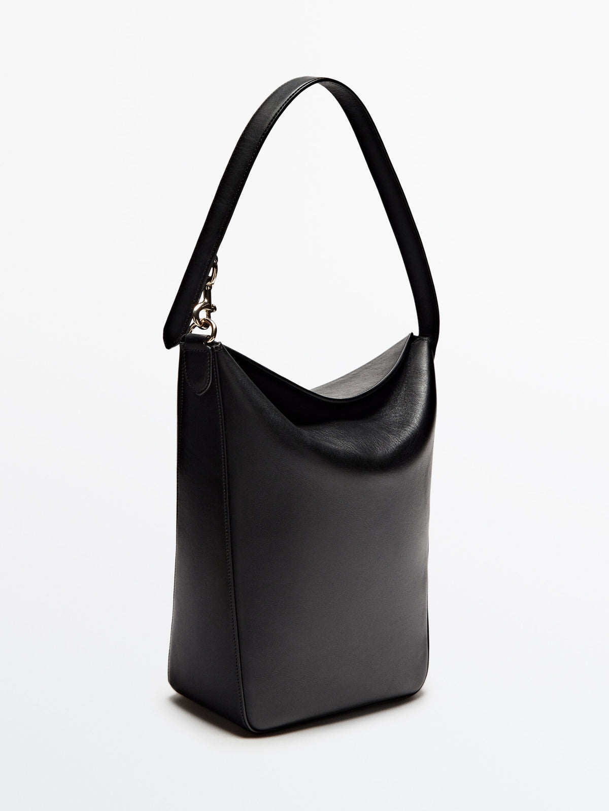 Bolso hombro cubo piel napa - NEGRO