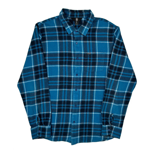 Volcom Checked Flannel Shirt - Large Blue Cotton